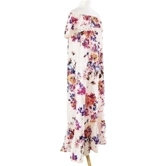 UMGEE WATERCOLOR LACE TRIM MAXI DRESS SZ L - Picture 3 of 7